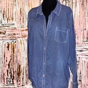 DKNY Blue Button-Down Shirt with little stars throughout size XL